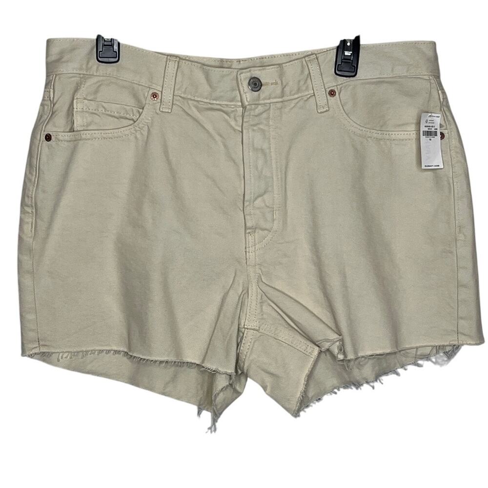 Old Navy NEW Beige‎ High Rise Slouchy Straight Cut Off Shorts Size 12 Button Fly